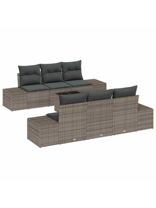Dārza dīvānu komplekts ar spilvenu 7 pcs pelēka 55 x 55 x 37 cm