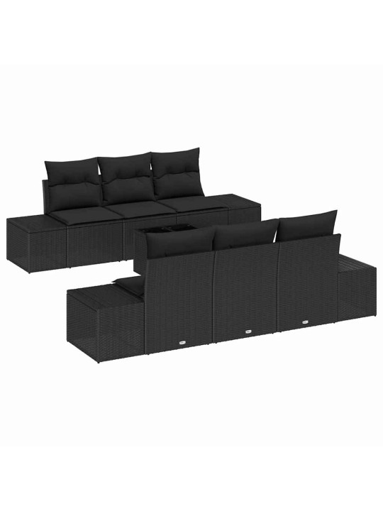 Dārza dīvānu komplekts ar spilvenu 7 pcs melna 55 x 55 x 37 cm