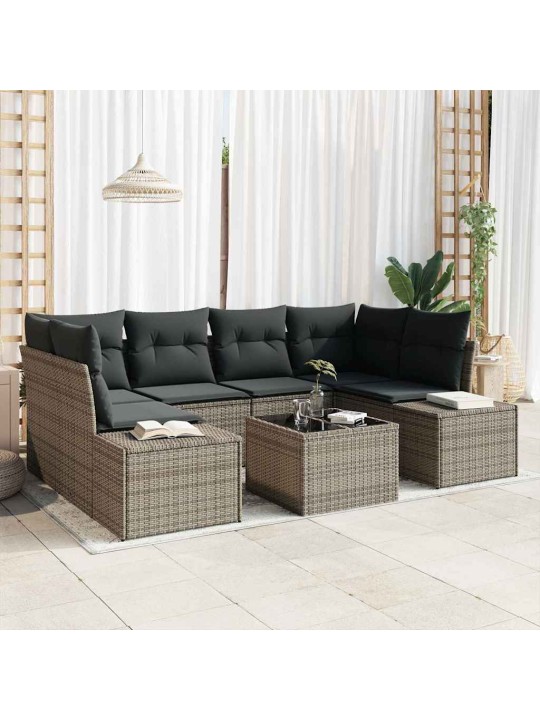 Dārza dīvānu komplekts ar spilvenu 7 pcs pelēka 55 x 55 x 37 cm