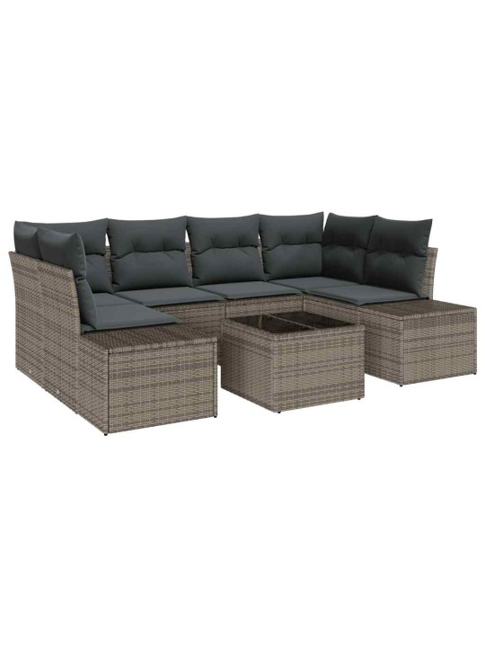 Dārza dīvānu komplekts ar spilvenu 7 pcs pelēka 55 x 55 x 37 cm