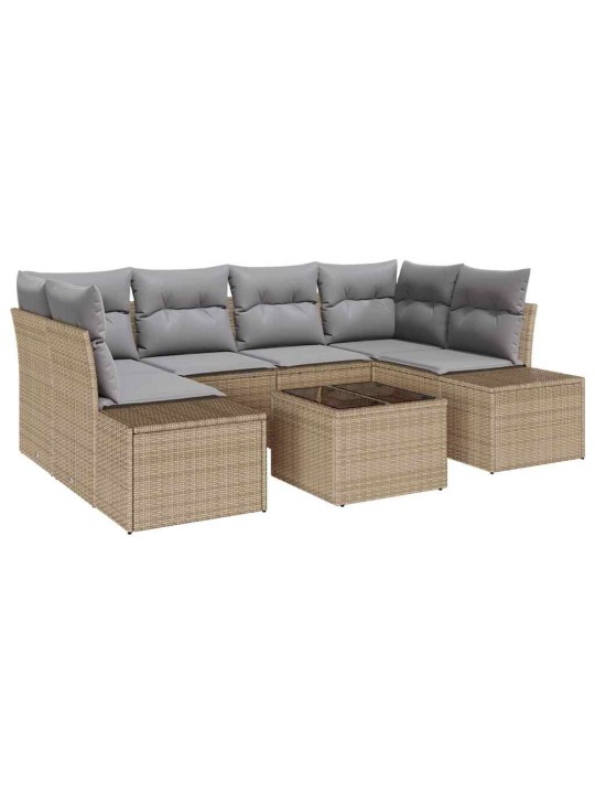 Dārza dīvānu komplekts 7 pcs bēšs un pelēks 55 x 55 x 37 cm