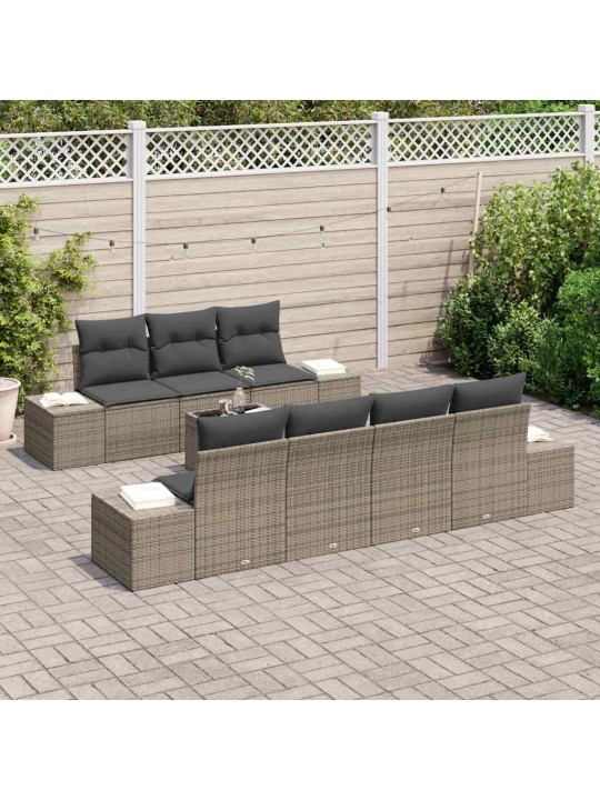 Dārza dīvānu komplekts ar spilvenu 8 pcs pelēka 55 x 55 x 37 cm