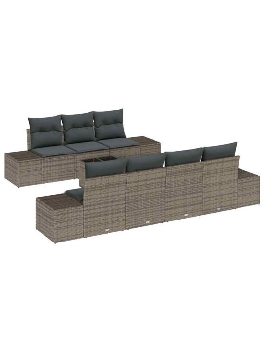 Dārza dīvānu komplekts ar spilvenu 8 pcs pelēka 55 x 55 x 37 cm