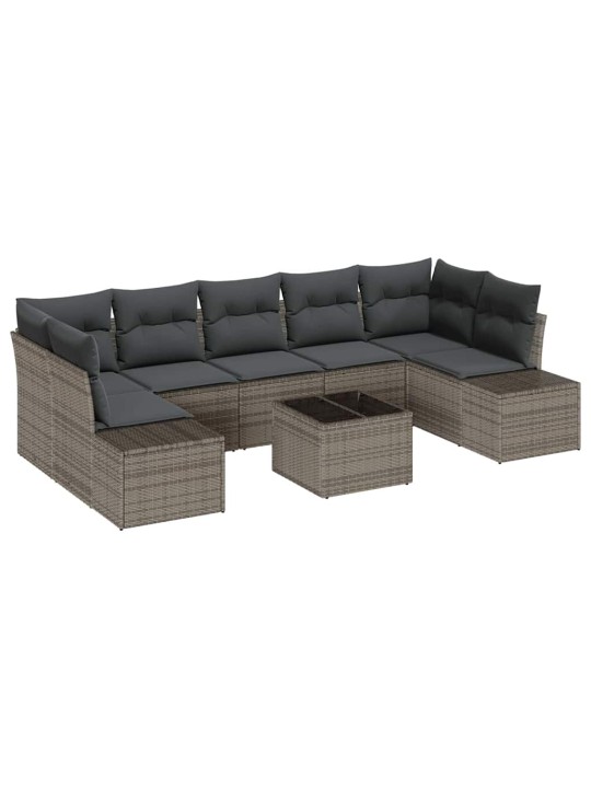 Dārza dīvānu komplekts ar spilvenu 8 pcs pelēka 55 x 55 x 37 cm