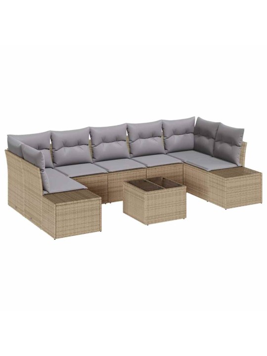 Dārza dīvānu komplekts 8 pcs bēšs un pelēks 55 x 55 x 37 cm