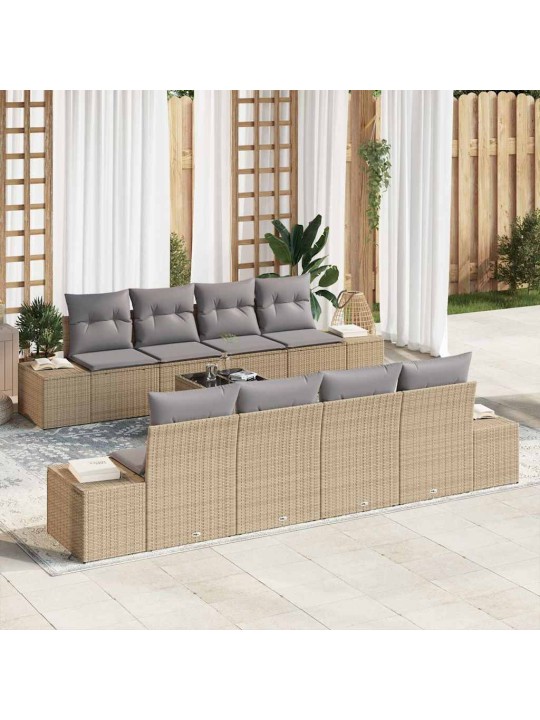 Dārza dīvānu komplekts 7 pcs bēšs un pelēks 55 x 55 x 37 cm