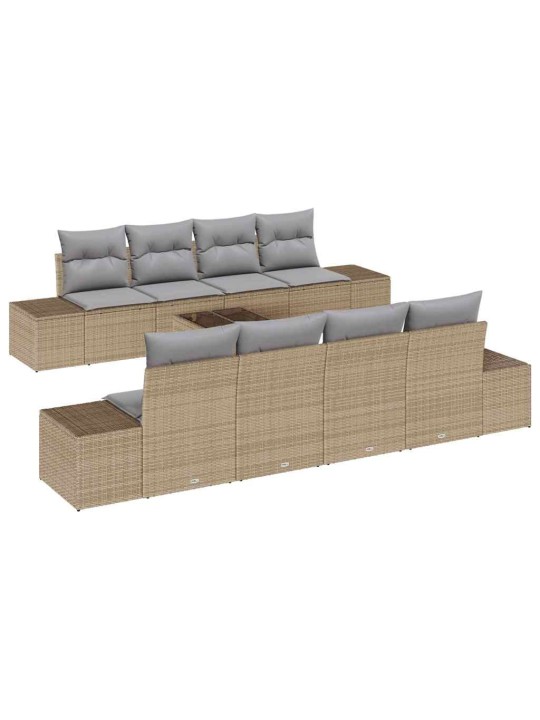 Dārza dīvānu komplekts 7 pcs bēšs un pelēks 55 x 55 x 37 cm