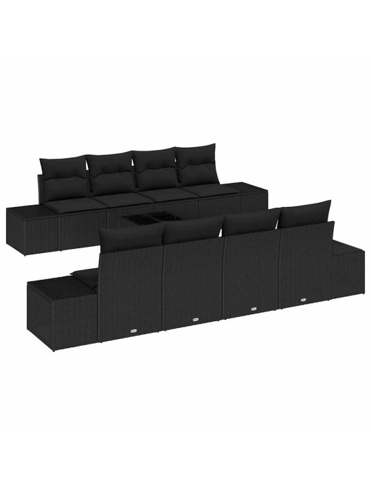 Dārza dīvānu komplekts ar spilvenu 7 pcs melna 55 x 55 x 37 cm