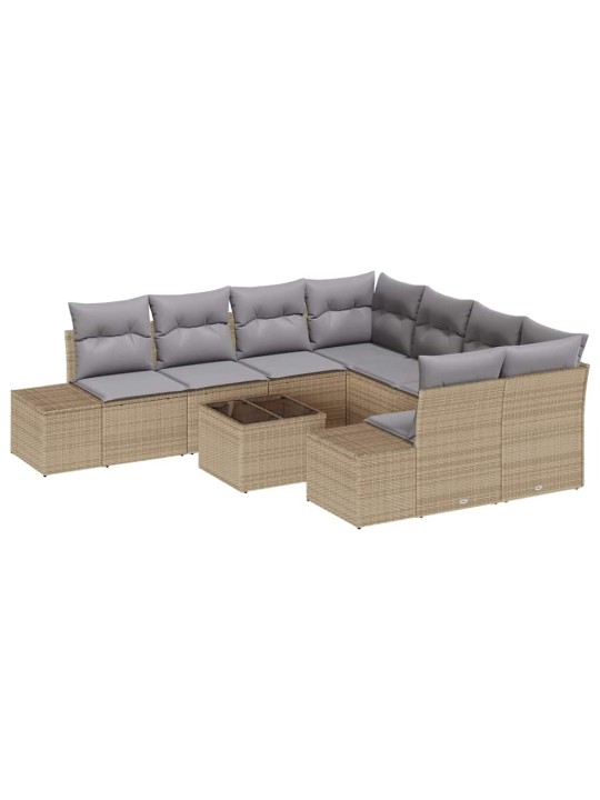 Dārza dīvānu komplekts 9 pcs bēšs un pelēks 55 x 55 x 37 cm