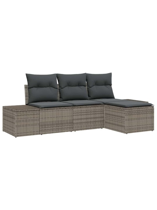 Dārza dīvānu komplekts ar spilvenu ar uzglabāšanu 4 pcs pelēka