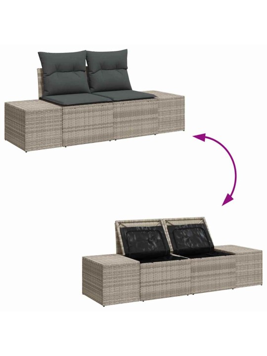 Dārza dīvānu komplekts ar spilvenu 4 pcs gaiši pelēks