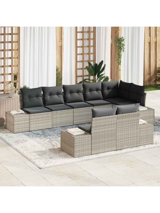 Dārza dīvānu komplekts 8 pcs gaiši pelēka 319 x 154 x 85 cm