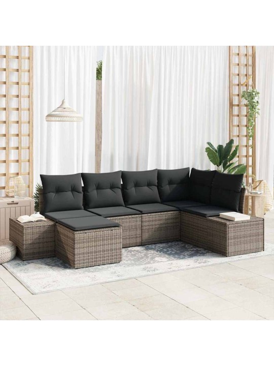 Dārza dīvānu komplekts 6 pcs pelēka 264 x 154 x 85 cm