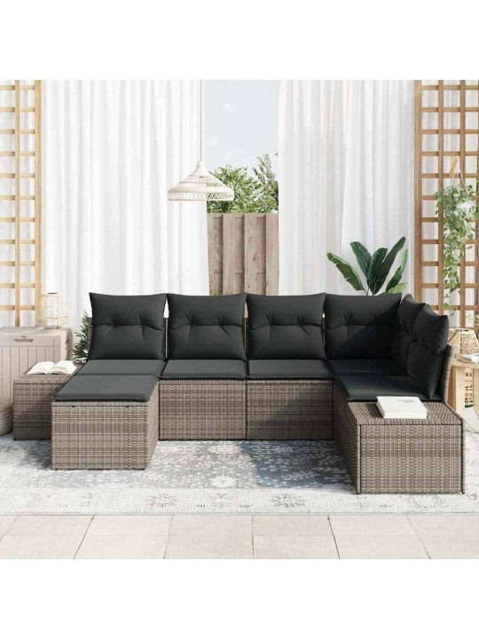 Dārza dīvānu komplekts 6 pcs pelēka 264 x 154 x 85 cm