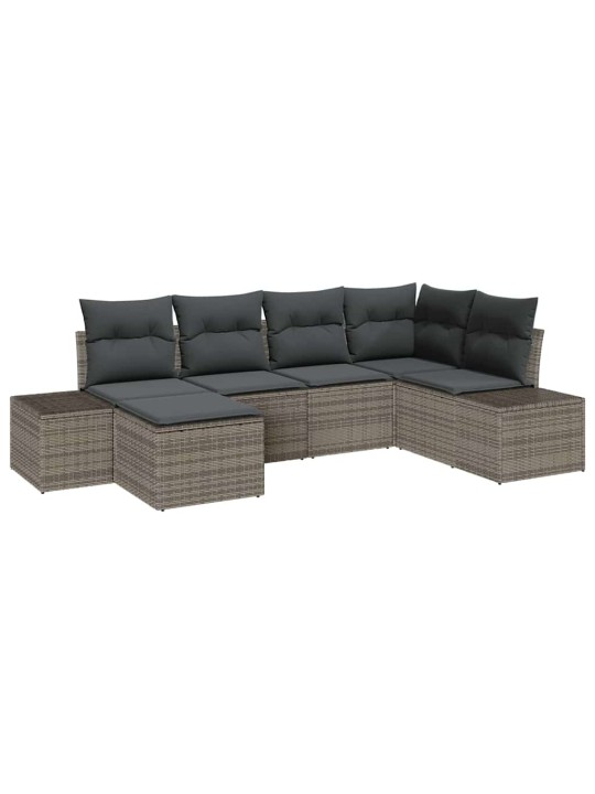 Dārza dīvānu komplekts 6 pcs pelēka 264 x 154 x 85 cm