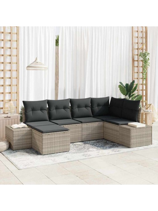 Dārza dīvānu komplekts 6 pcs gaiši pelēka 264 x 154 x 85 cm