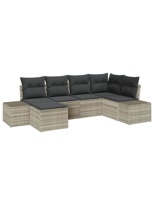Dārza dīvānu komplekts 6 pcs gaiši pelēka 264 x 154 x 85 cm