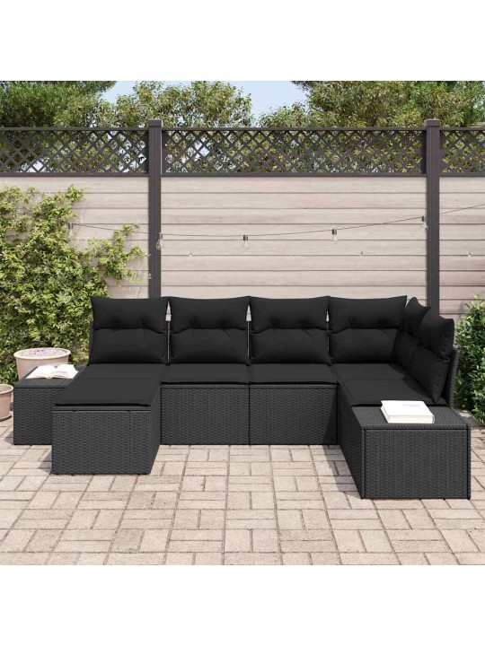 Dārza dīvānu komplekts 6 pcs melna 264 x 154 x 85 cm