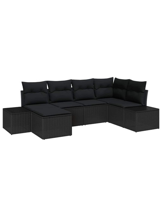 Dārza dīvānu komplekts 6 pcs melna 264 x 154 x 85 cm