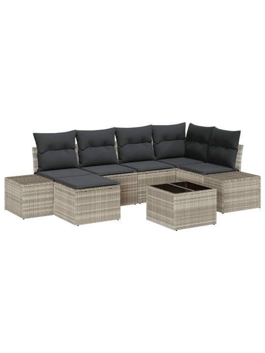 Dārza dīvānu komplekts 7 pcs gaiši pelēka 264 x 154 x 85 cm