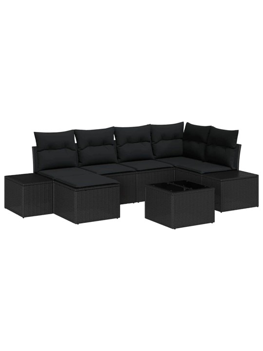 Dārza dīvānu komplekts 7 pcs melna 264 x 154 x 85 cm