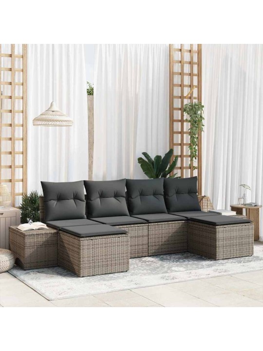 Dārza dīvānu komplekts 6 pcs pelēka 184 x 62 x 85 cm