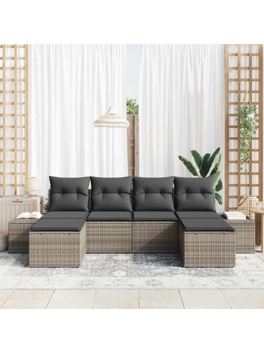 Dārza dīvānu komplekts 6 pcs pelēka 184 x 62 x 85 cm