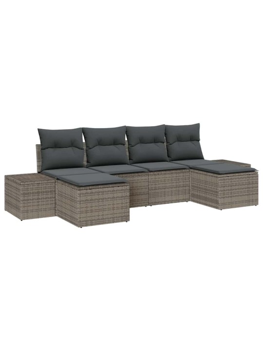 Dārza dīvānu komplekts 6 pcs pelēka 184 x 62 x 85 cm