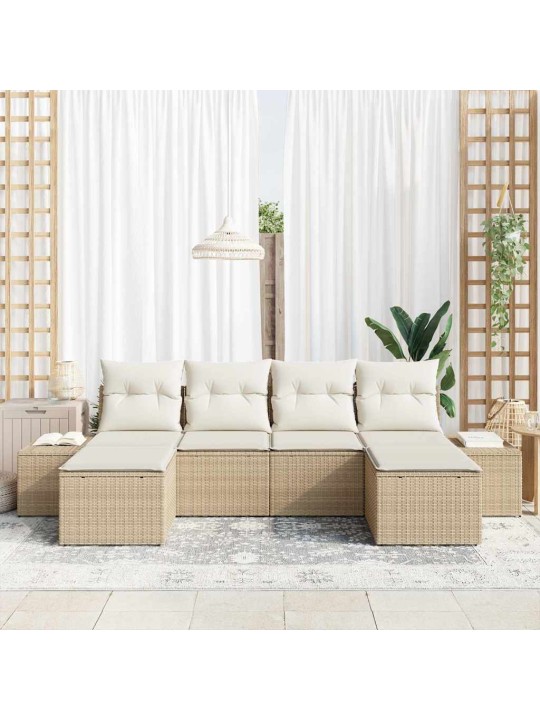 Dārza dīvānu komplekts 6 pcs bēša un krēmkrāsa 184 x 62 x 85 cm