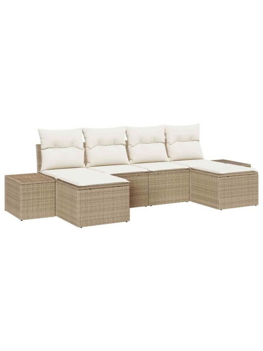 Dārza dīvānu komplekts 6 pcs bēša un krēmkrāsa 184 x 62 x 85 cm