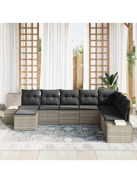 Dārza dīvānu komplekts 8 pcs gaiši pelēka 319 x 209 x 85 cm