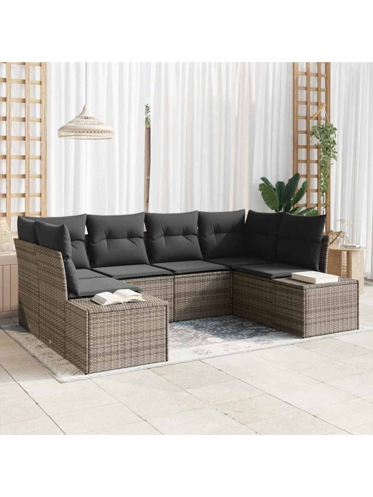 Dārza dīvānu komplekts 6 pcs pelēka 234 x 154 x 85 cm