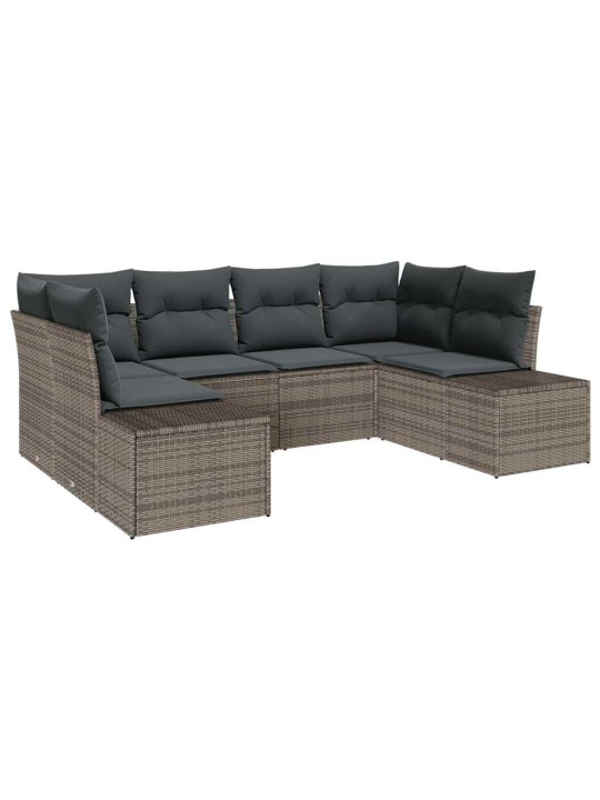 Dārza dīvānu komplekts 6 pcs pelēka 234 x 154 x 85 cm