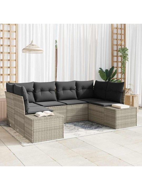 Dārza dīvānu komplekts 6 pcs gaiši pelēka 234 x 154 x 85 cm