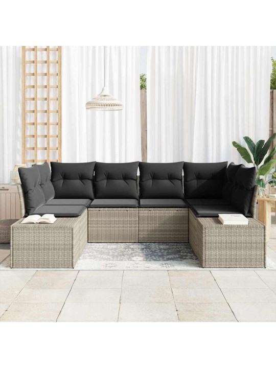 Dārza dīvānu komplekts 6 pcs gaiši pelēka 234 x 154 x 85 cm