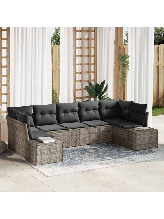 Dārza dīvānu komplekts 7 pcs pelēka 289 x 154 x 85 cm