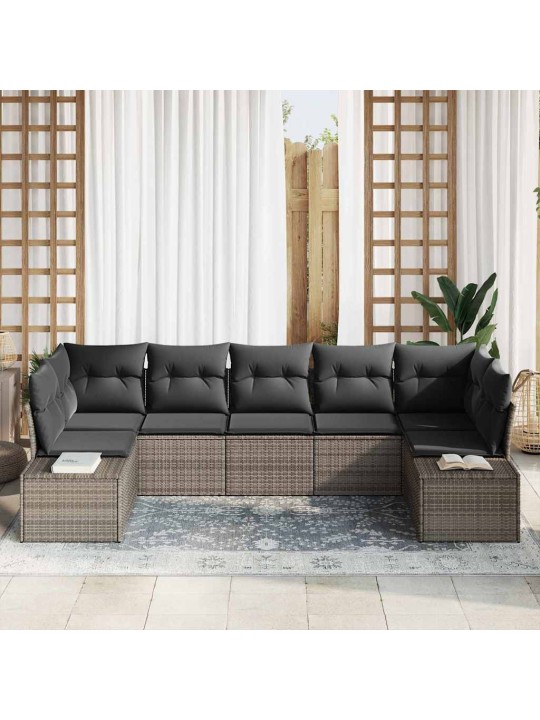 Dārza dīvānu komplekts 7 pcs pelēka 289 x 154 x 85 cm