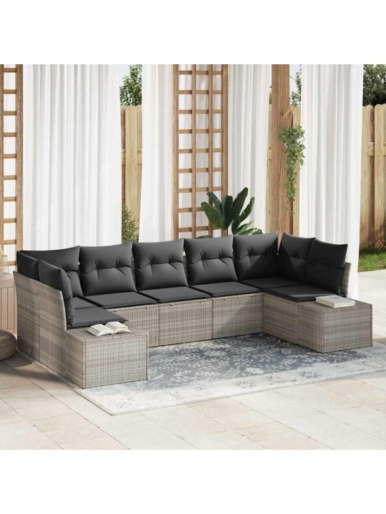 Dārza dīvānu komplekts 7 pcs gaiši pelēka 289 x 154 x 85 cm