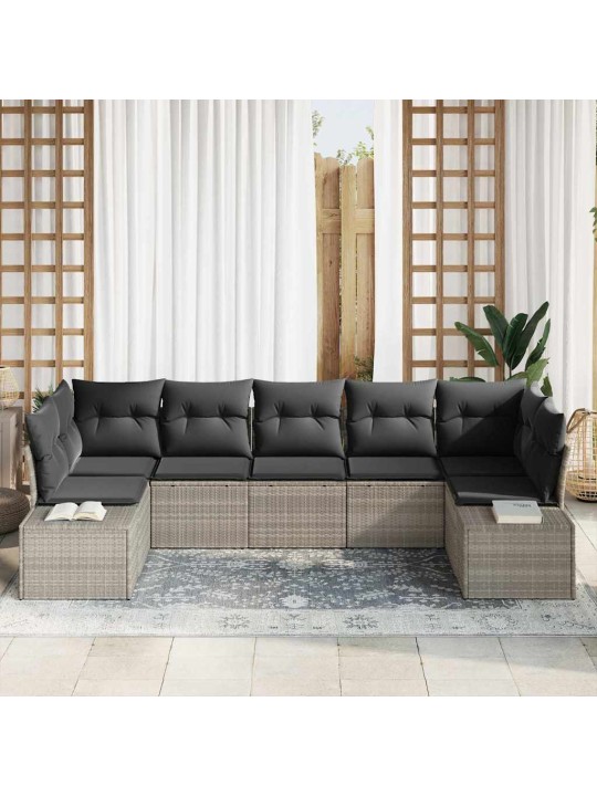 Dārza dīvānu komplekts 7 pcs gaiši pelēka 289 x 154 x 85 cm
