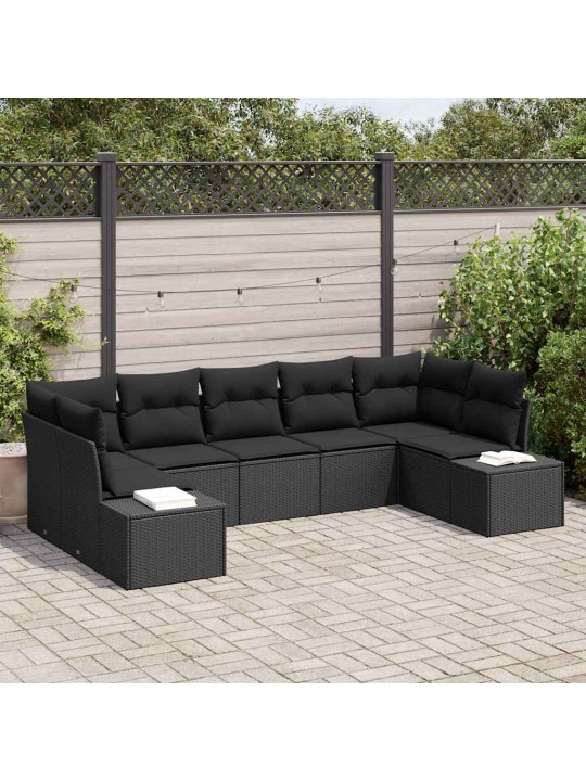 Dārza dīvānu komplekts 7 pcs melna 289 x 154 x 85 cm