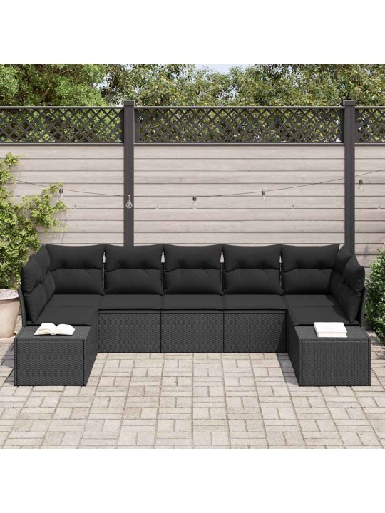 Dārza dīvānu komplekts 7 pcs melna 289 x 154 x 85 cm