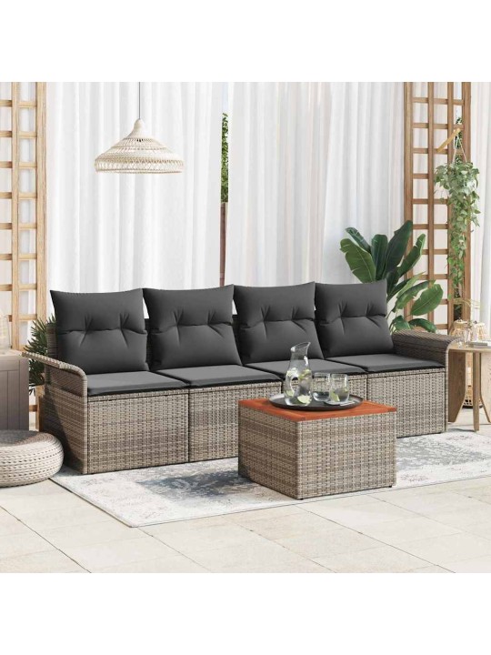 Dārza dīvānu komplekts ar spilvenu 5 pcs pelēka 55 x 55 x 37 cm