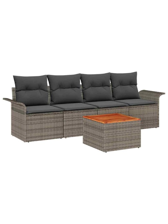 Dārza dīvānu komplekts ar spilvenu 5 pcs pelēka 55 x 55 x 37 cm