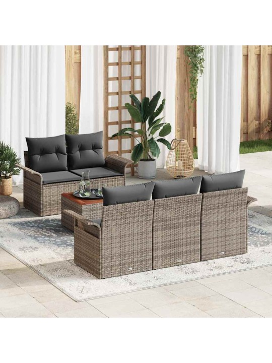 Dārza dīvānu komplekts ar spilvenu 6 pcs pelēka 55 x 55 x 37 cm