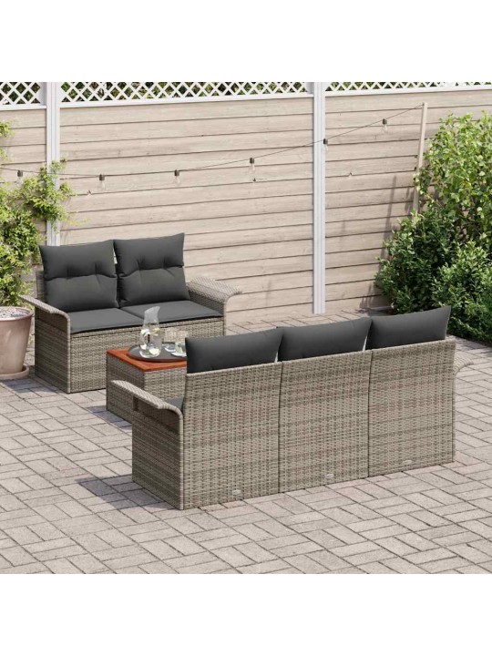 Dārza dīvānu komplekts ar spilvenu 6 pcs pelēka 55 x 55 x 37 cm