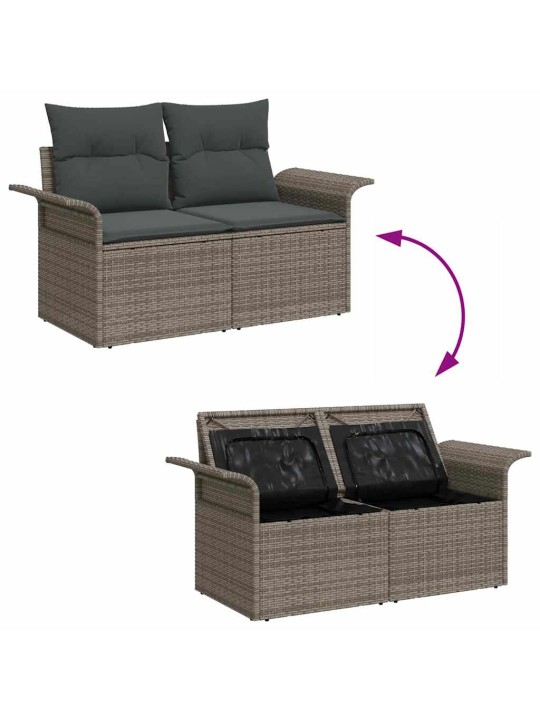 Dārza dīvānu komplekts ar spilvenu 6 pcs pelēka 55 x 55 x 37 cm
