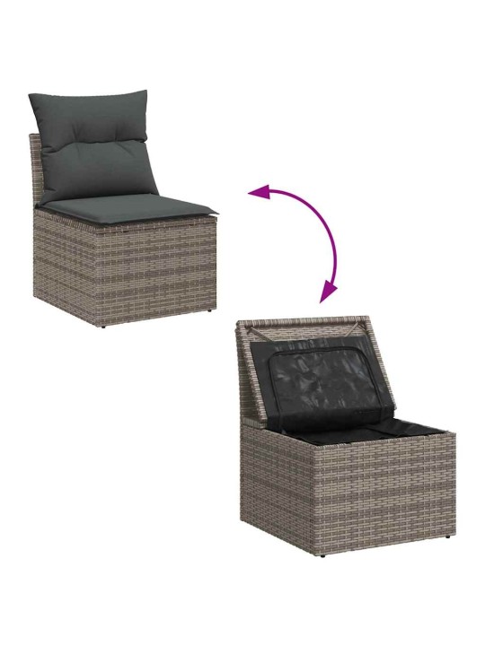 Dārza dīvānu komplekts ar spilvenu 6 pcs pelēka 55 x 55 x 37 cm