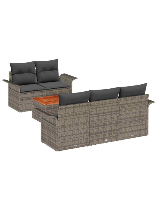 Dārza dīvānu komplekts ar spilvenu 6 pcs pelēka 55 x 55 x 37 cm