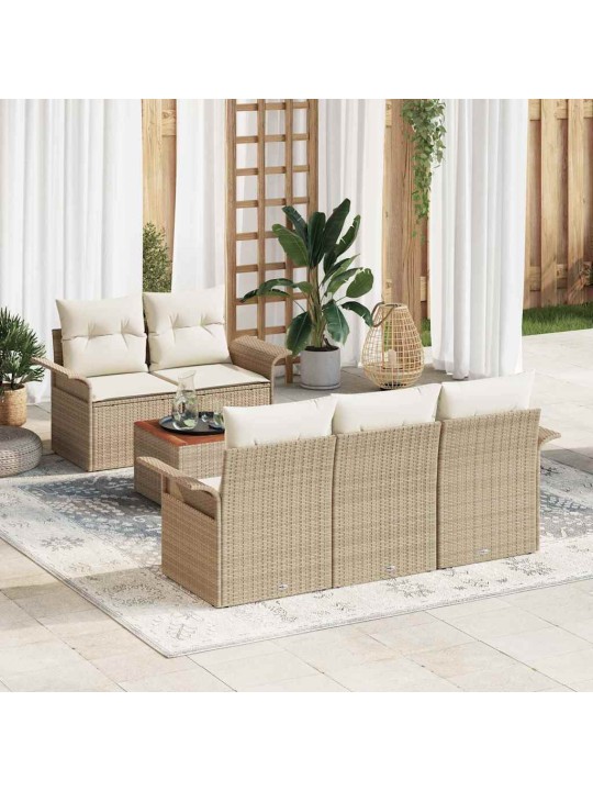 Dārza dīvānu komplekts 6 pcs bēšs un krēms 55 x 55 x 37 cm