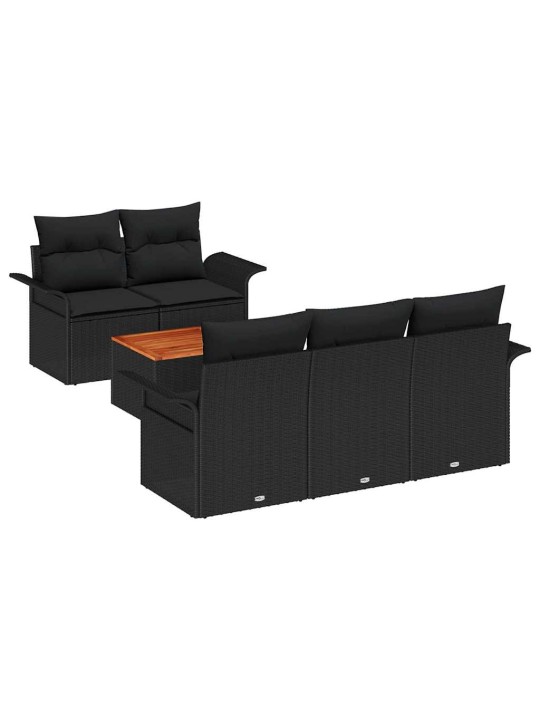 Dārza dīvānu komplekts ar spilvenu 6 pcs melna 55 x 55 x 37 cm